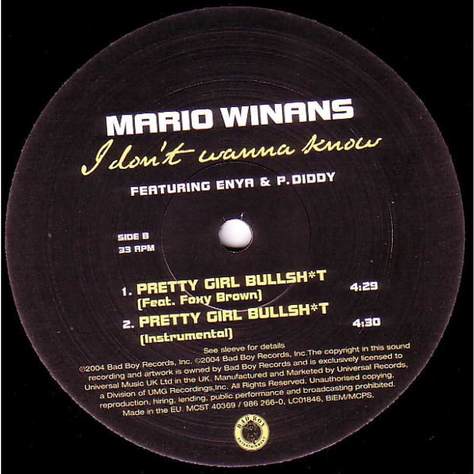 Mario Winans - I Don't Wanna Know / Pretty Girl Bullsh*t