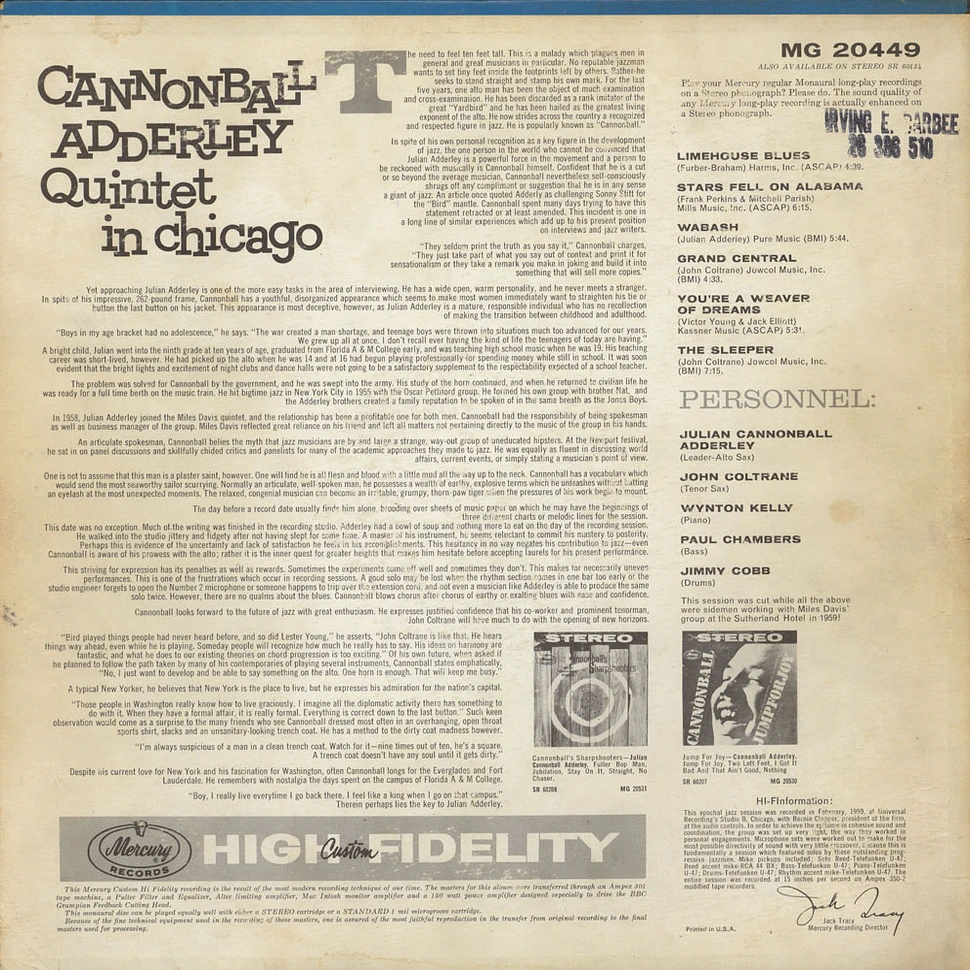 The Cannonball Adderley Quintet - In Chicago