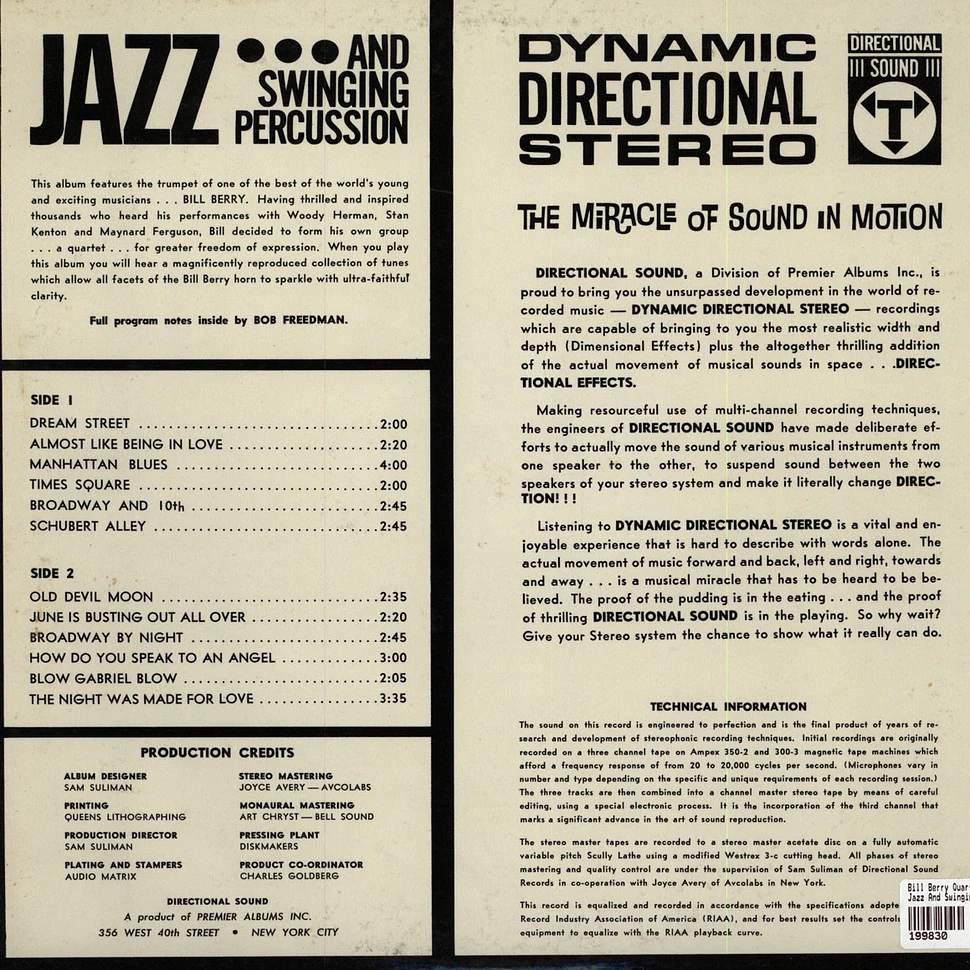 Bill Berry Quartet - Jazz And Swinging Percussion