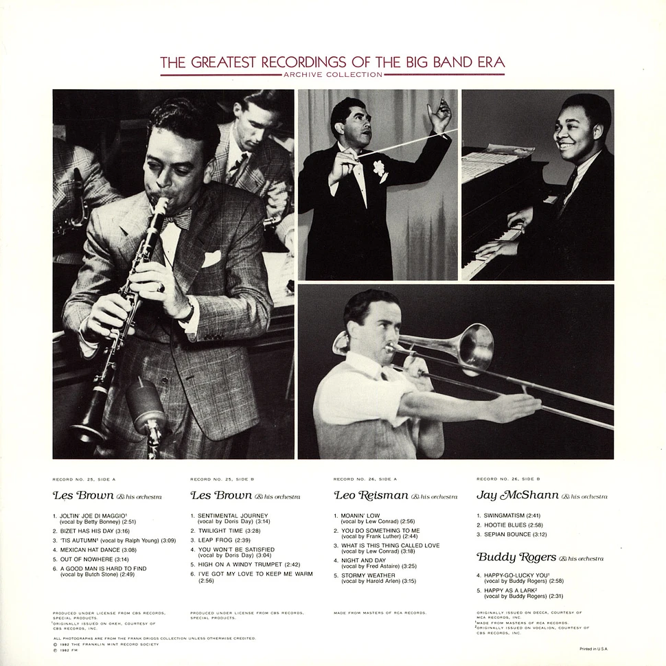 V.A. - The Greatest Recordings Of The Big Band Era - Les Brown / Leo Reisman / Jay McShann / Buddy Rogers