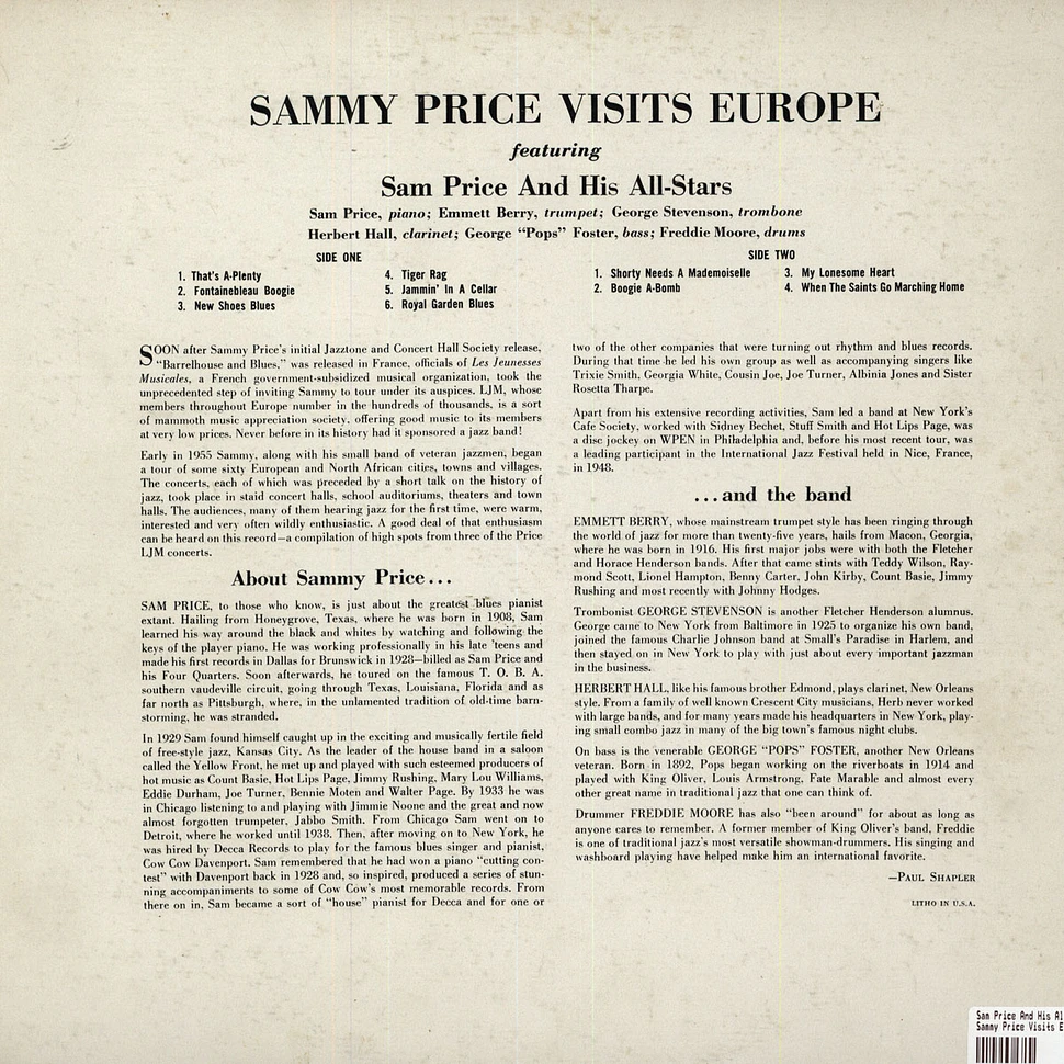 Sam Price And His Allstars - Sammy Price Visits Europe