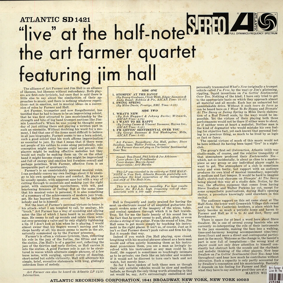 The Art Farmer Quartet - Live At The Half-Note