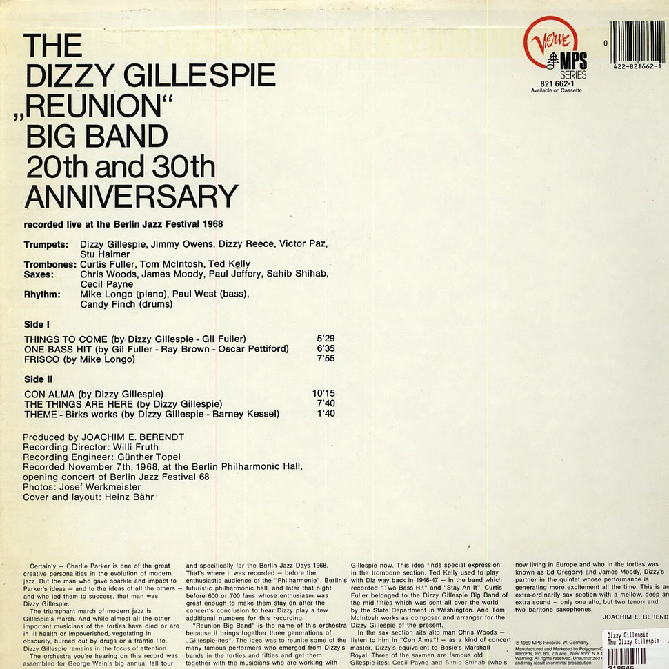 Dizzy Gillespie - The Dizzy Gillespie "Reunion" Big Band - 20th & 30th Anniversary