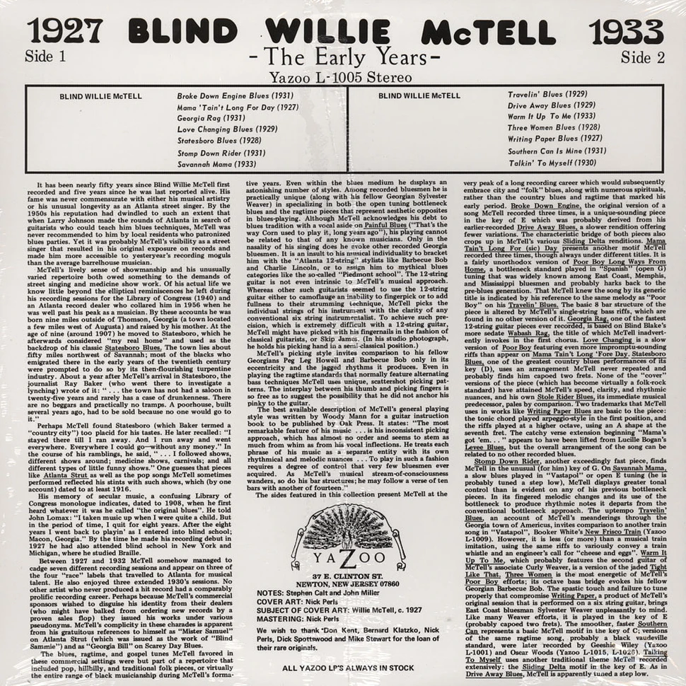 Blind Willie McTell - The Early Years 1927 - 1933