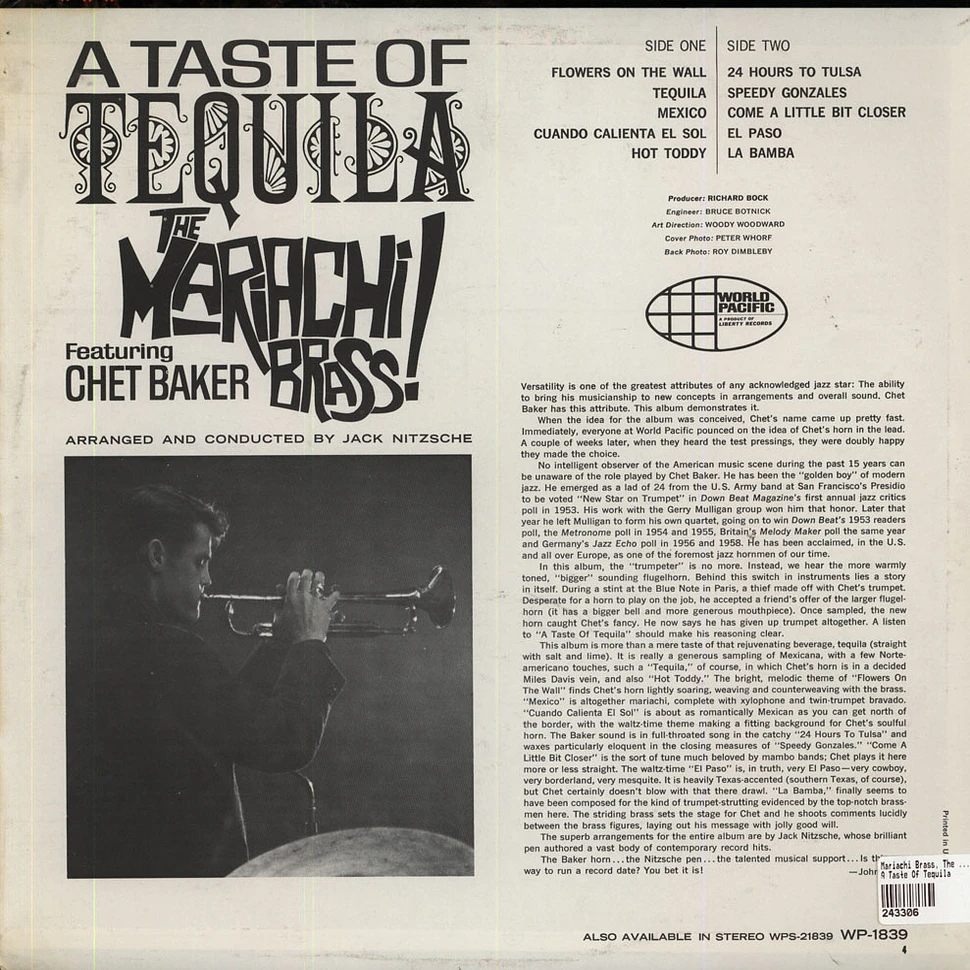 The Mariachi Brass Featuring Chet Baker - A Taste Of Tequila
