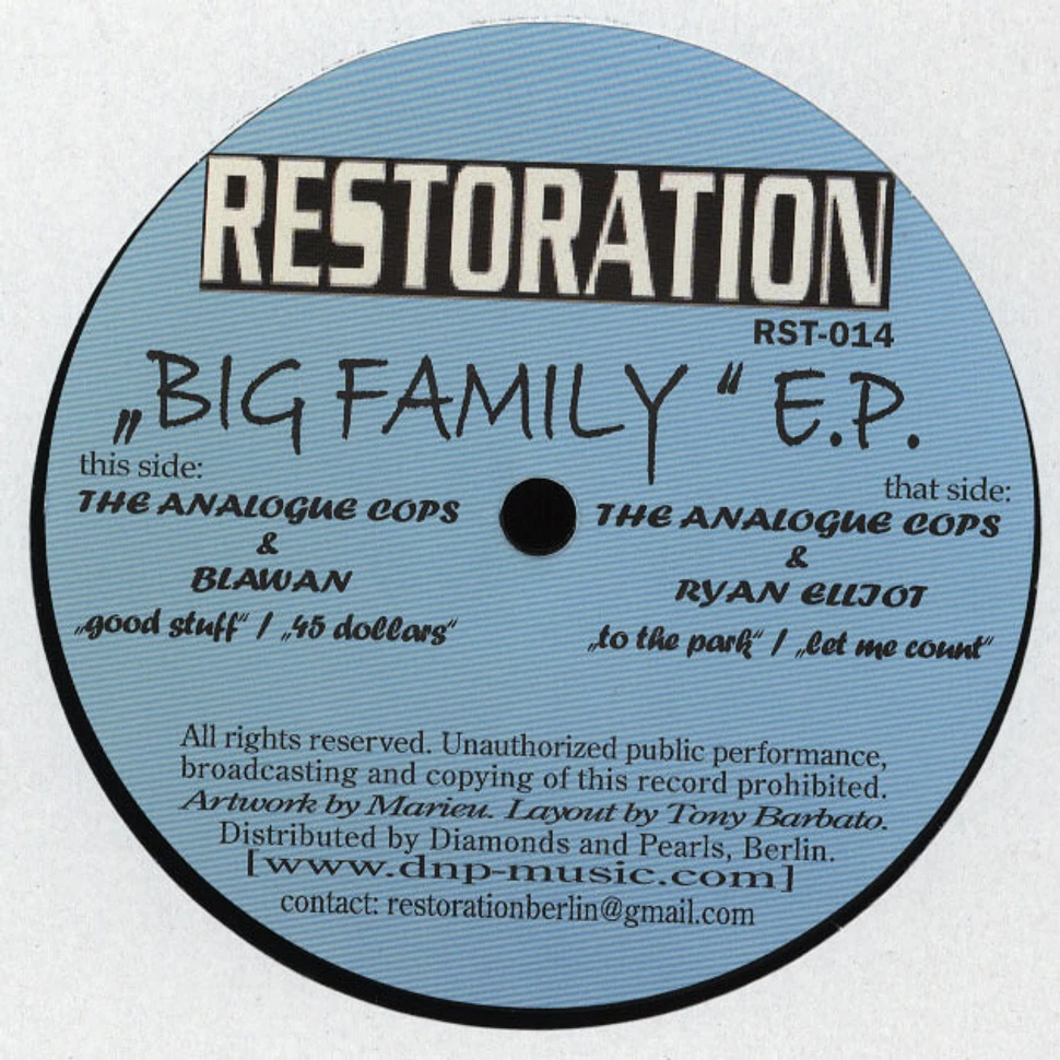 The Analogue Cops & Blawan / The Analogue Cops & Ryan Elliot - Big Family EP