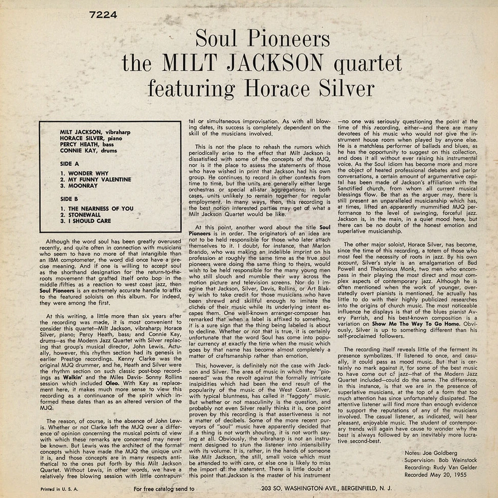 The Milt Jackson Quartet - Soul Pioneers feat. Horace Silver