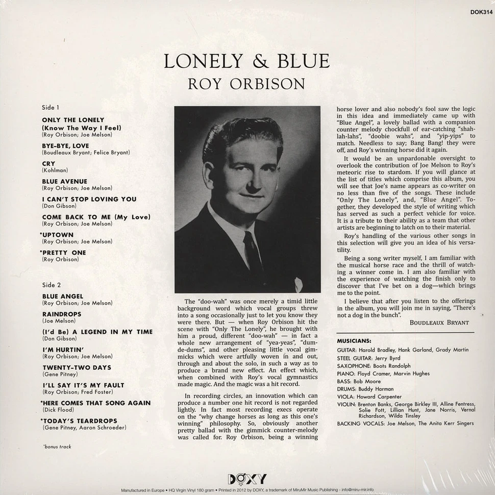 Roy Orbison - Sings Loneley And Blue