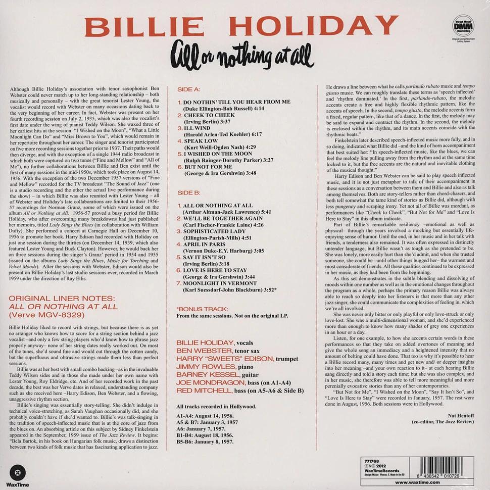 Billie Holiday - All Or Nothing At All