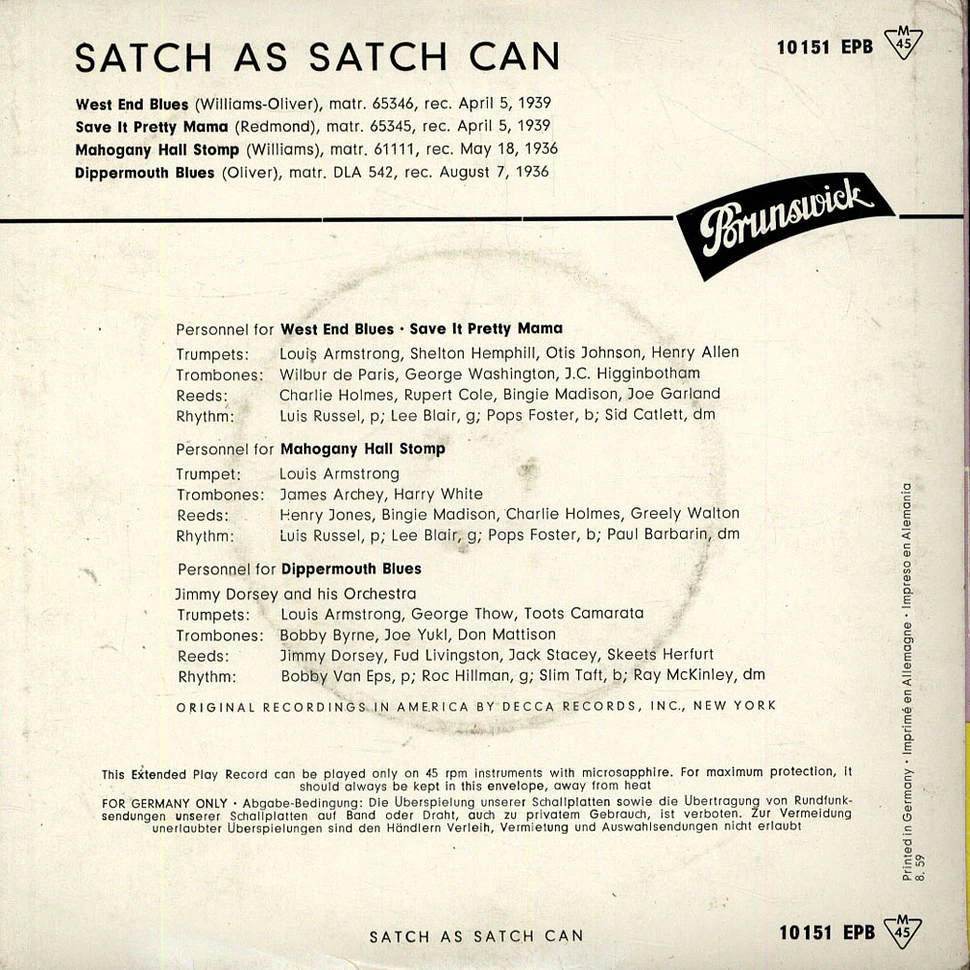 Louis Armstrong - Satch As Satch Can