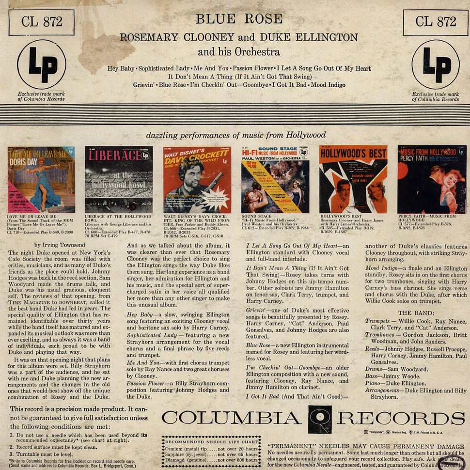 Rosemary Clooney And Duke Ellington And His Orchestra - Blue Rose