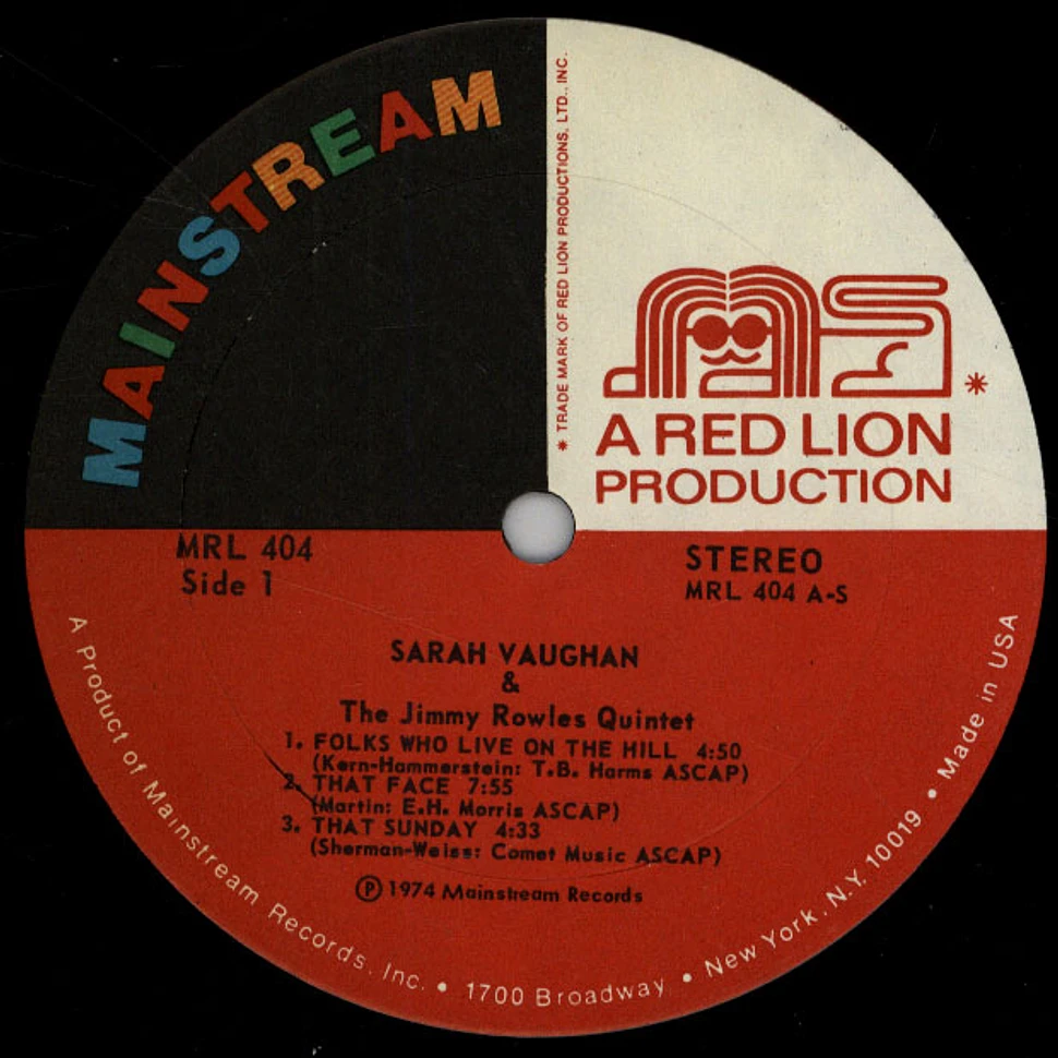 Sarah Vaughan & Jimmy Rowles Quartett, The - Sarah Vaughan & The Jimmy Rowles Quartett