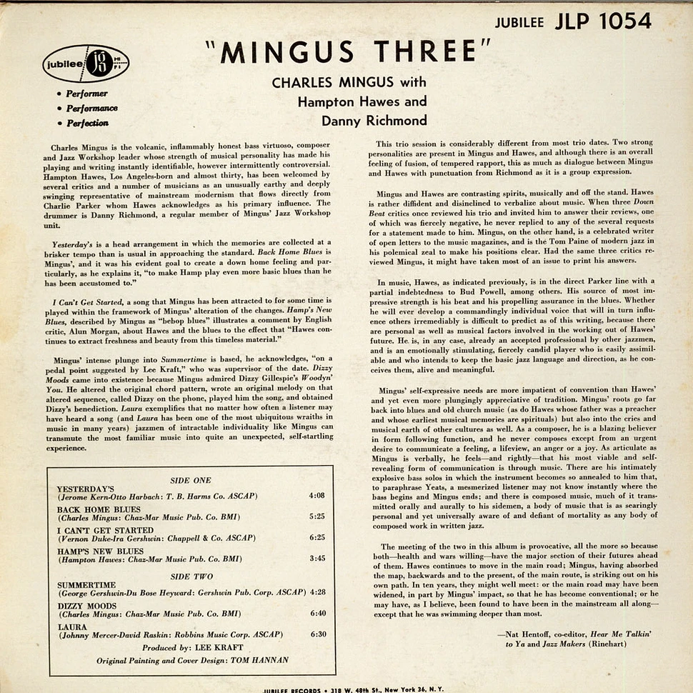 Charles Mingus With Hampton Hawes & Dannie Richmond - Mingus Three