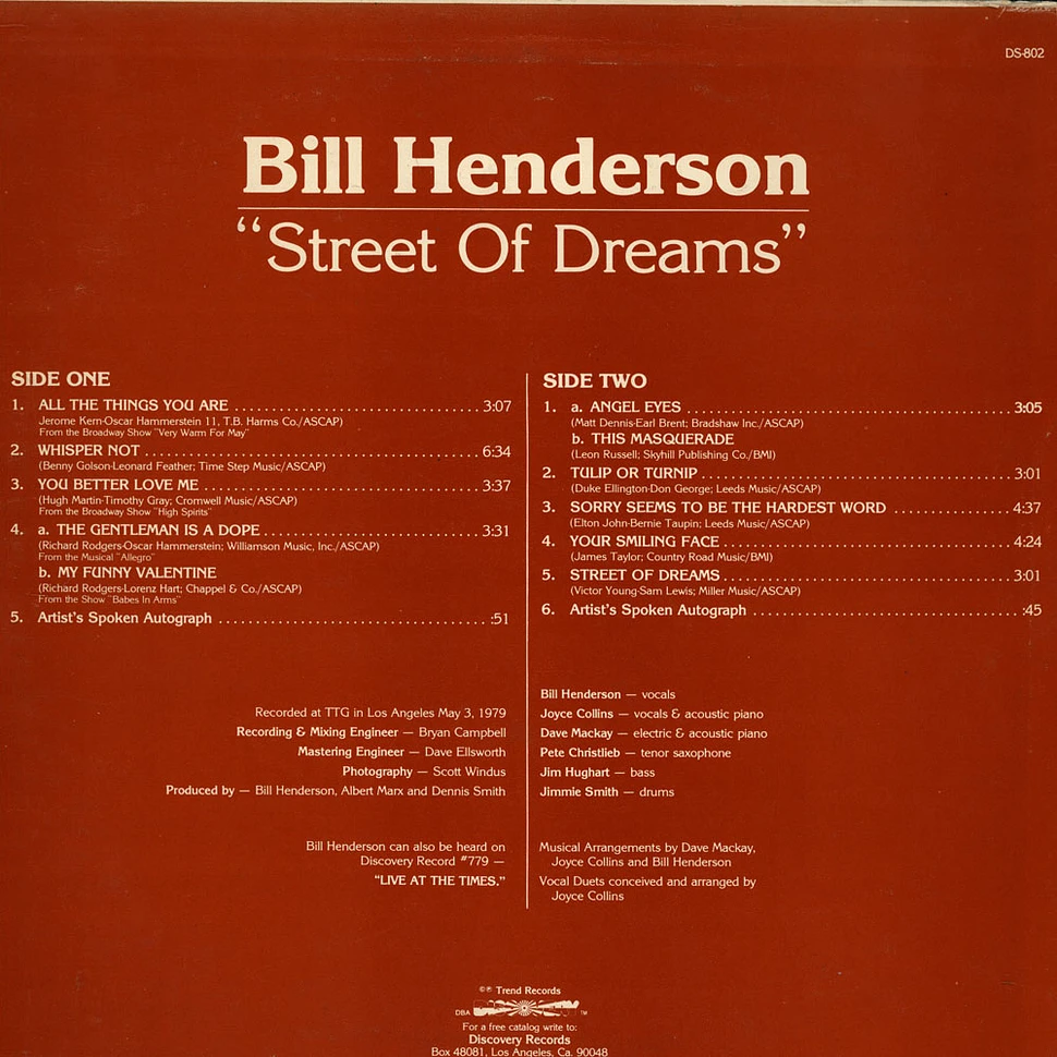 Bill Henderson - Street Of Dreams