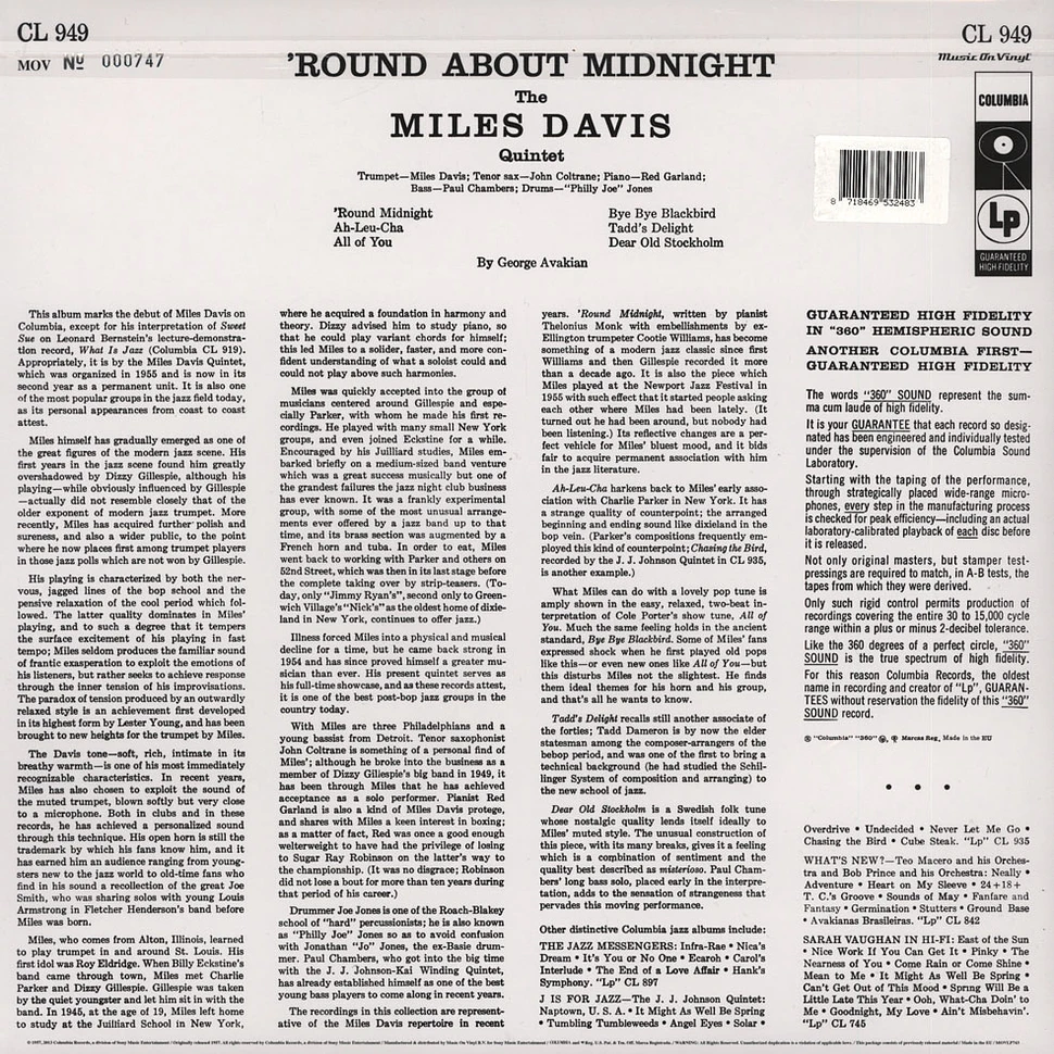 Miles Davis - Round About Midnight Mono