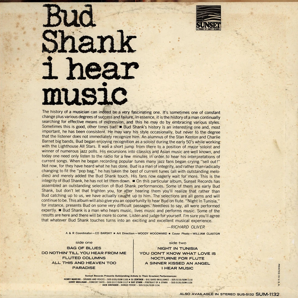 Bud Shank - I Hear Music