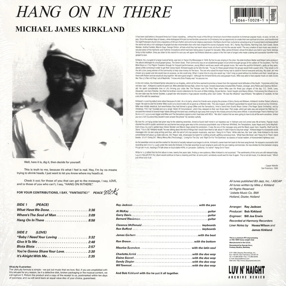 Mike James Kirkland - Hang On In There Colored Vinyl Edition