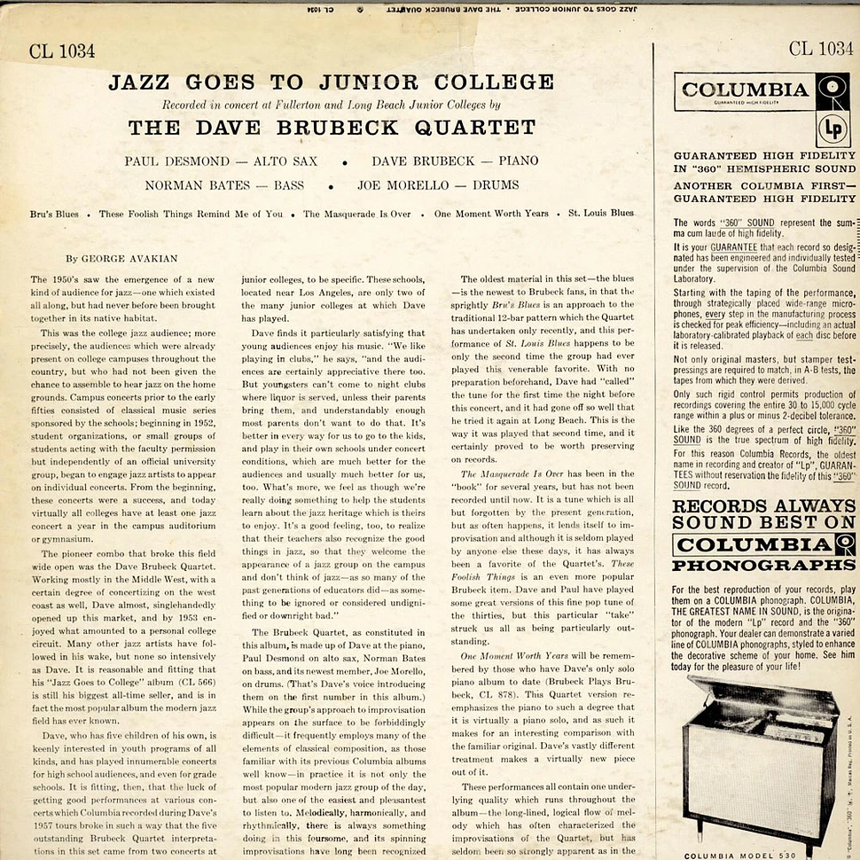 The Dave Brubeck Quartet - Jazz Goes To Junior College