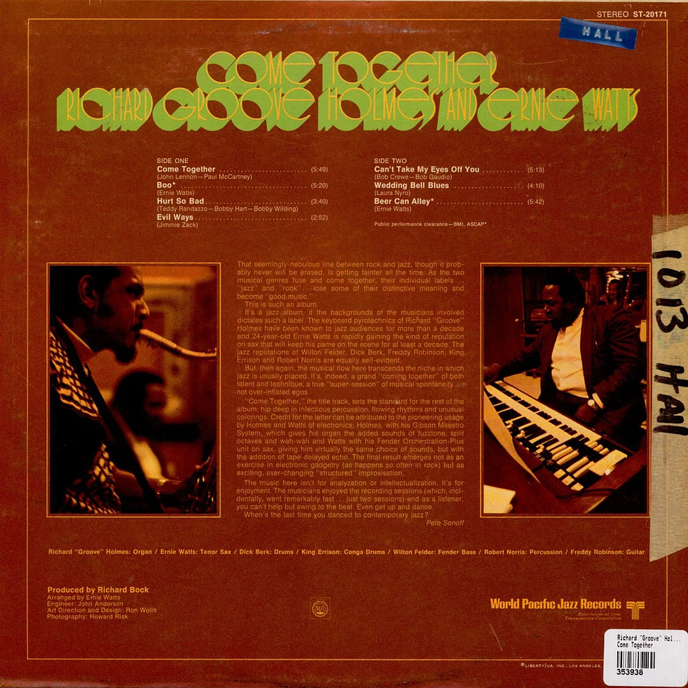 Richard "Groove" Holmes And Ernie Watts - Come Together