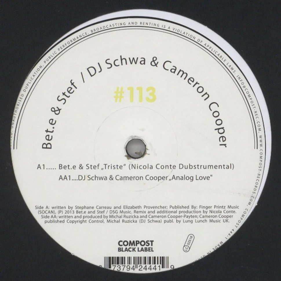 Bet.e & Stef / DJ Schwa & Cameron Cooper - Black Label #113