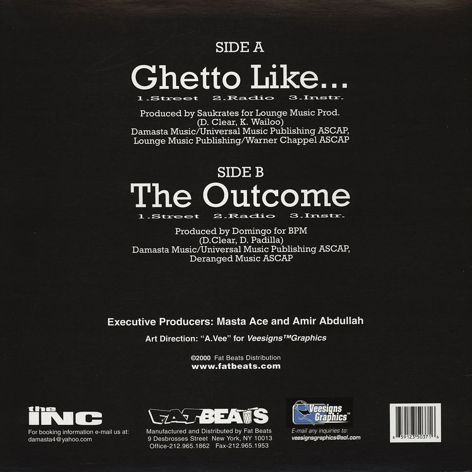 Masta Ace - Ghetto Like... b/w The Outcome