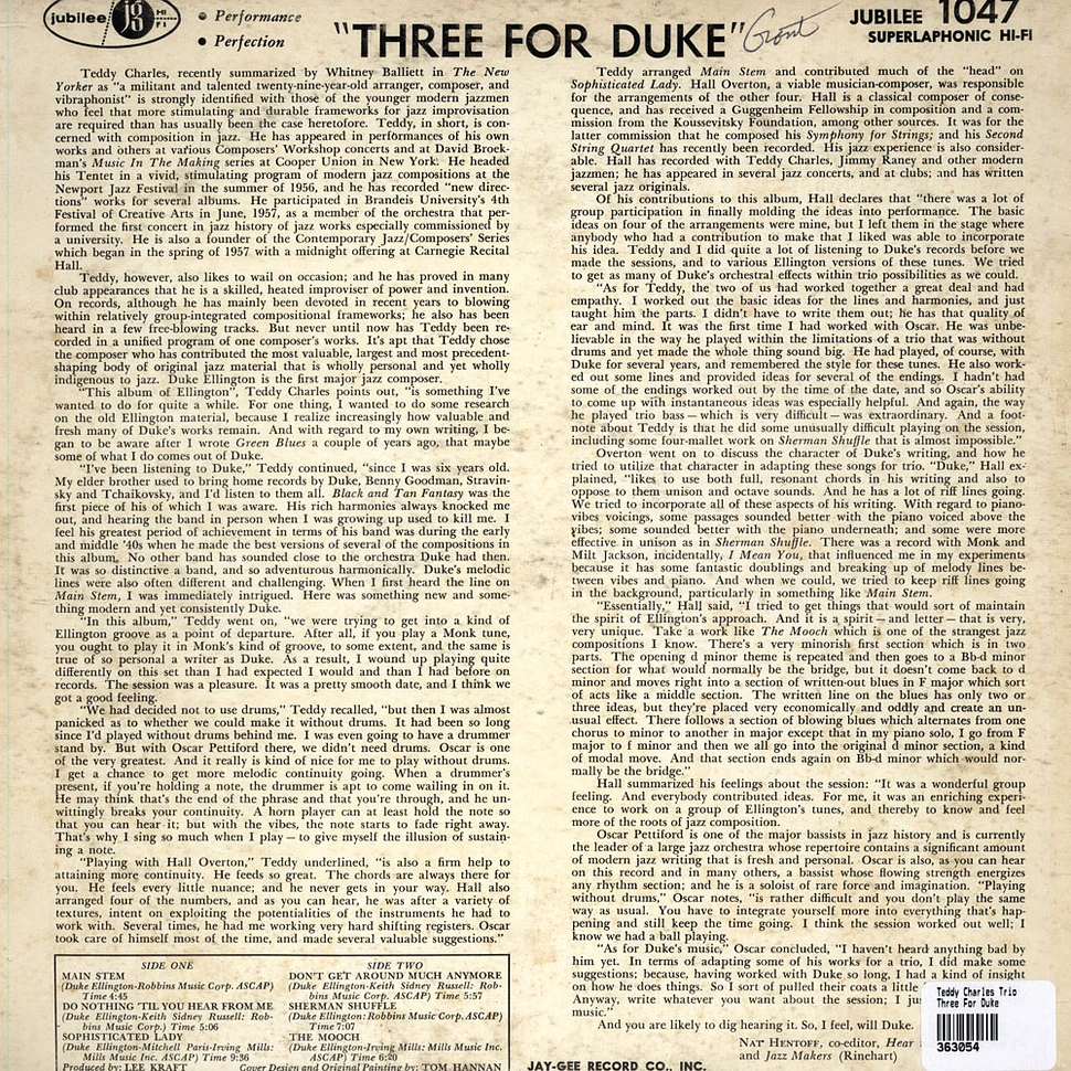 Teddy Charles Trio - 3 For Duke