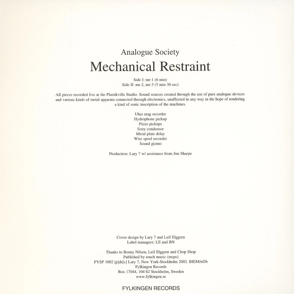 Analogue Society - Mechanical Restraint