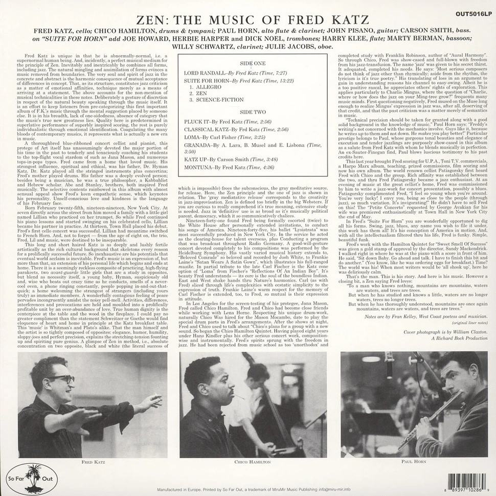 Fred Katz With Paul Horn & The Chico Hamilton Quartet - Zen: The Music Of Fred Katz