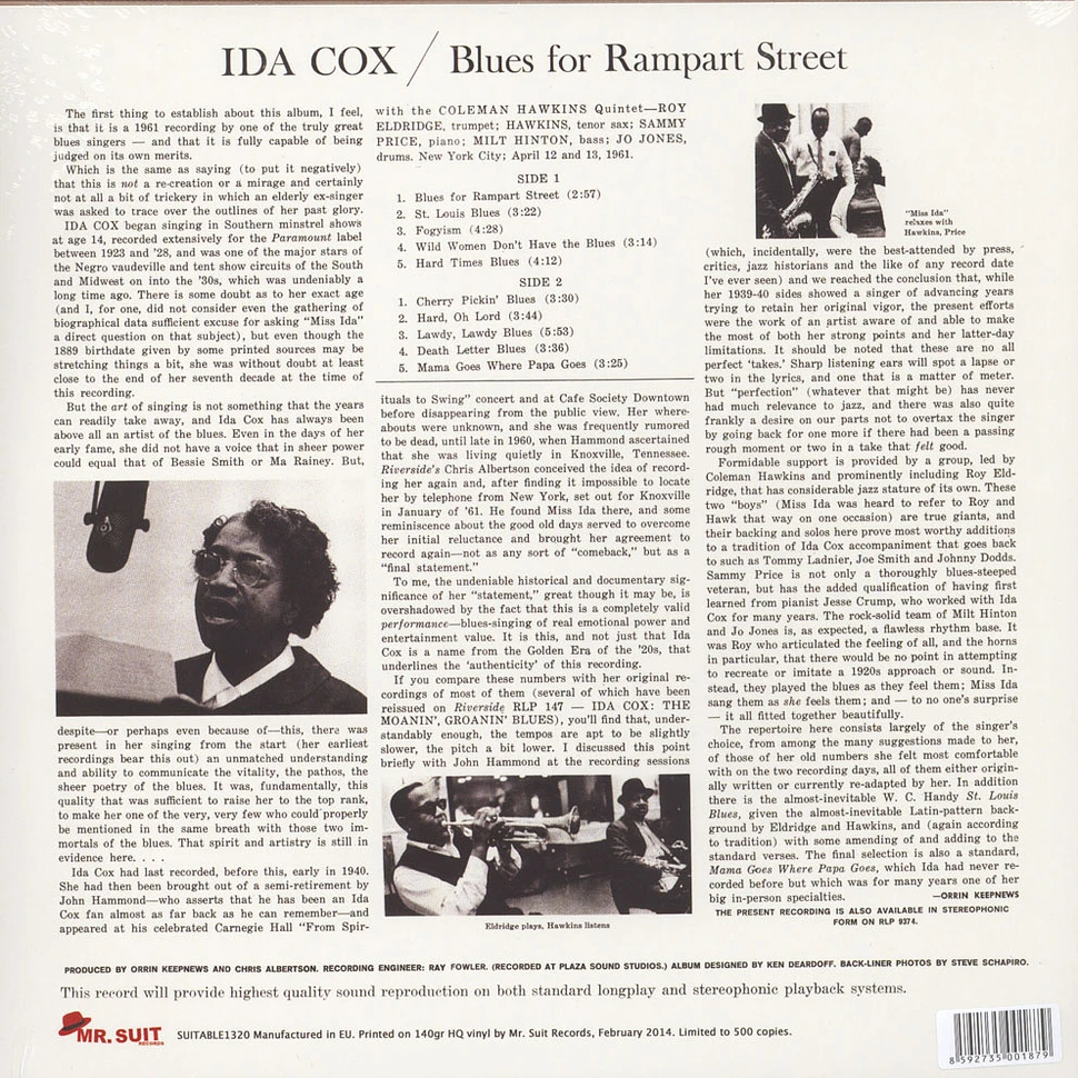 Ida Cox With The Coleman Hawkins Quintet - Blues For Rampart Street