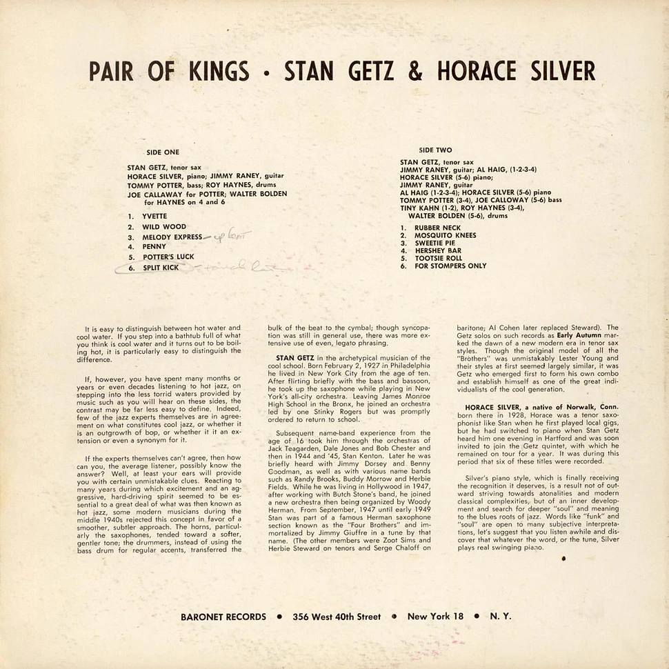 Stan Getz & Horace Silver - Pair Of Kings