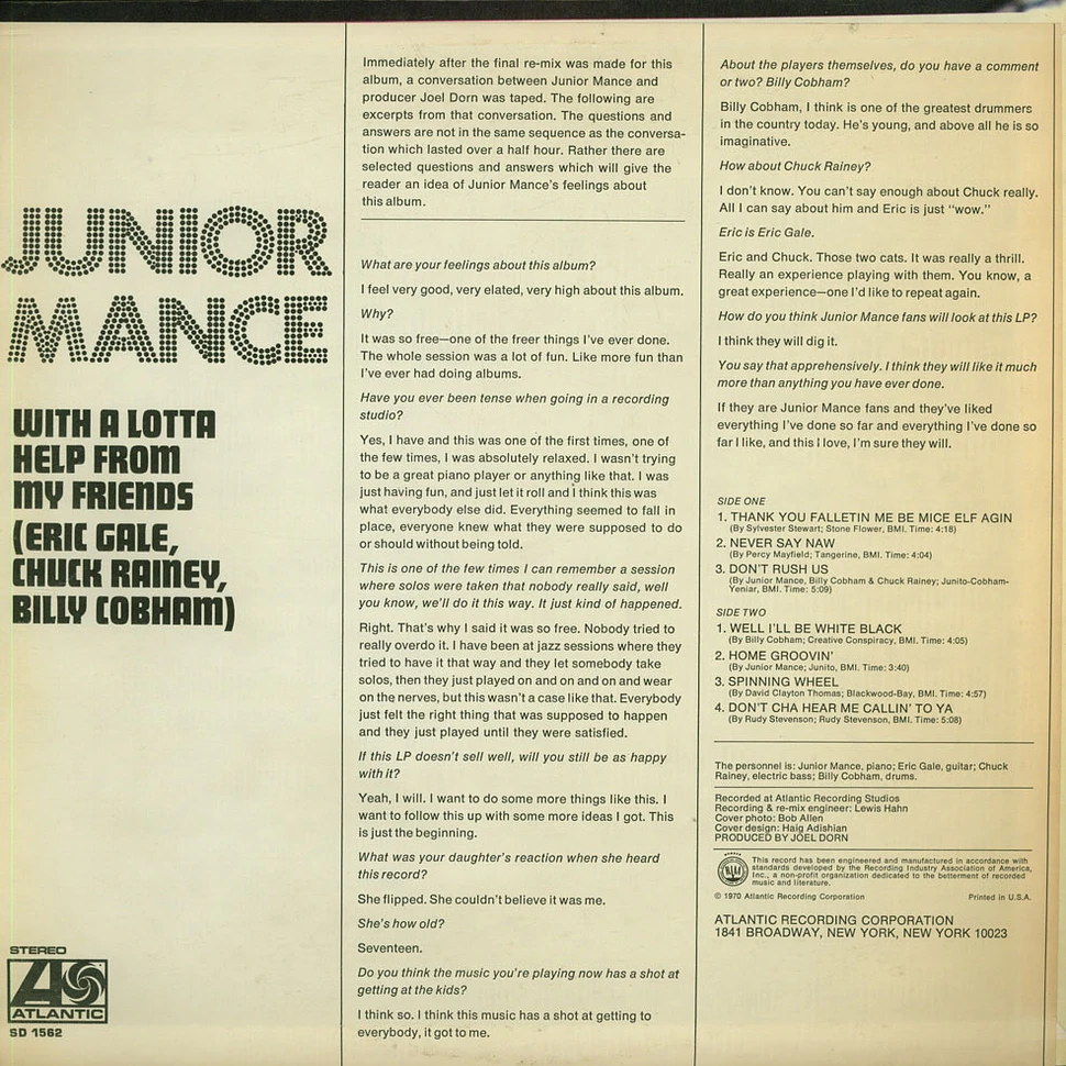 Junior Mance - With A Lotta Help From My Friends