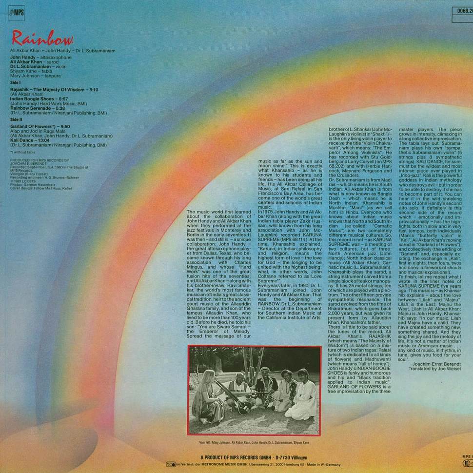 John Handy. Ali Akbar Khan. L. Subramaniam - Rainbow