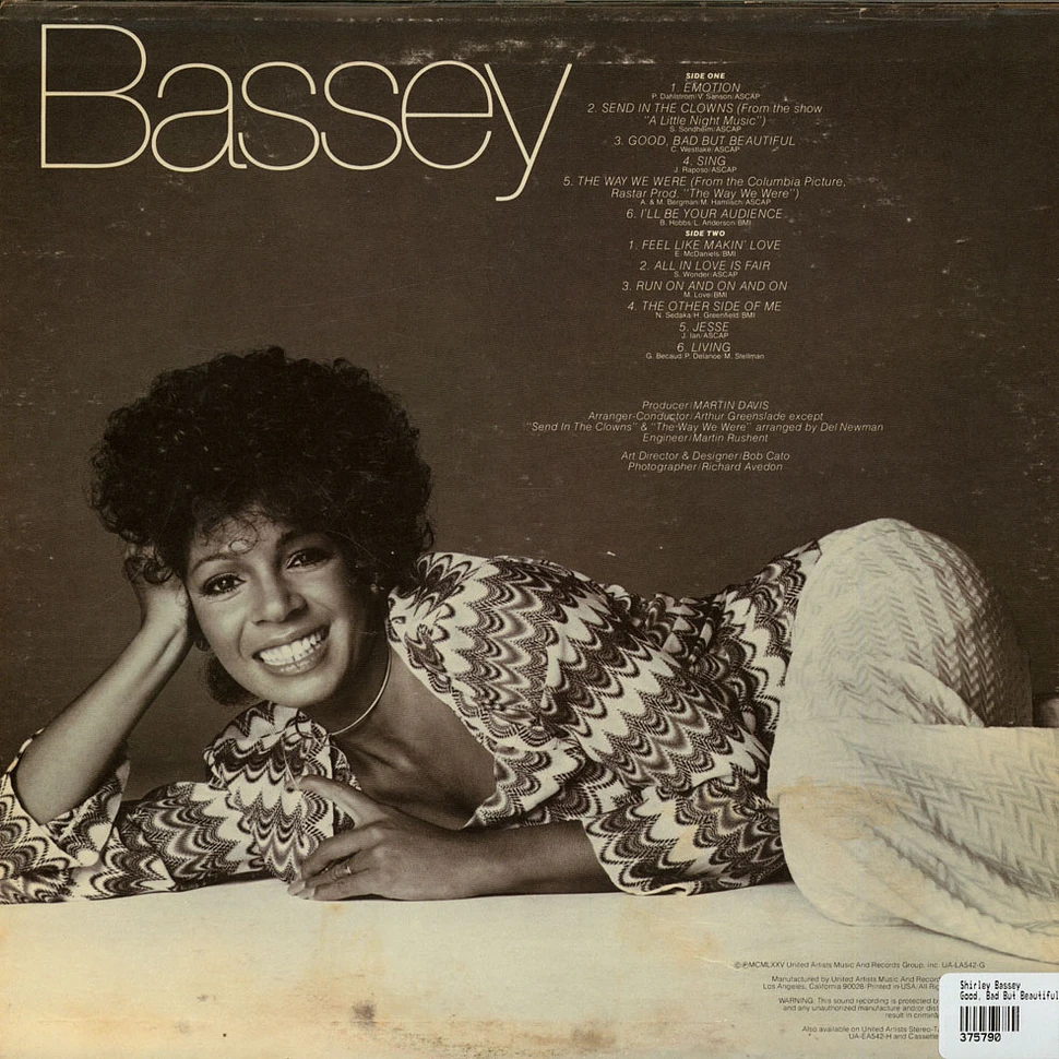 Shirley Bassey - Good, Bad But Beautiful