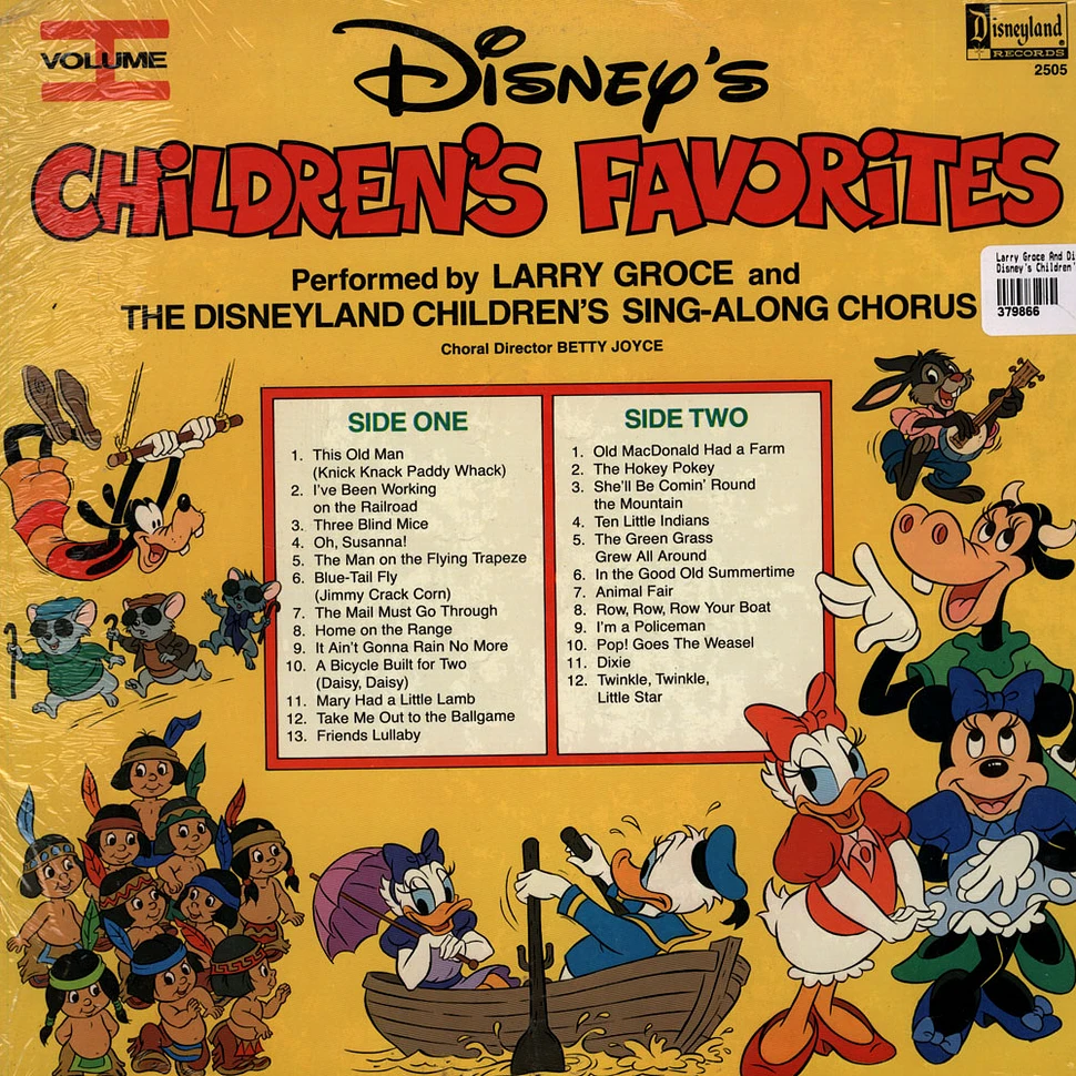 Larry Groce And The Disneyland Children's Sing-Along Chorus - Disney's Children's Favorites Volume I