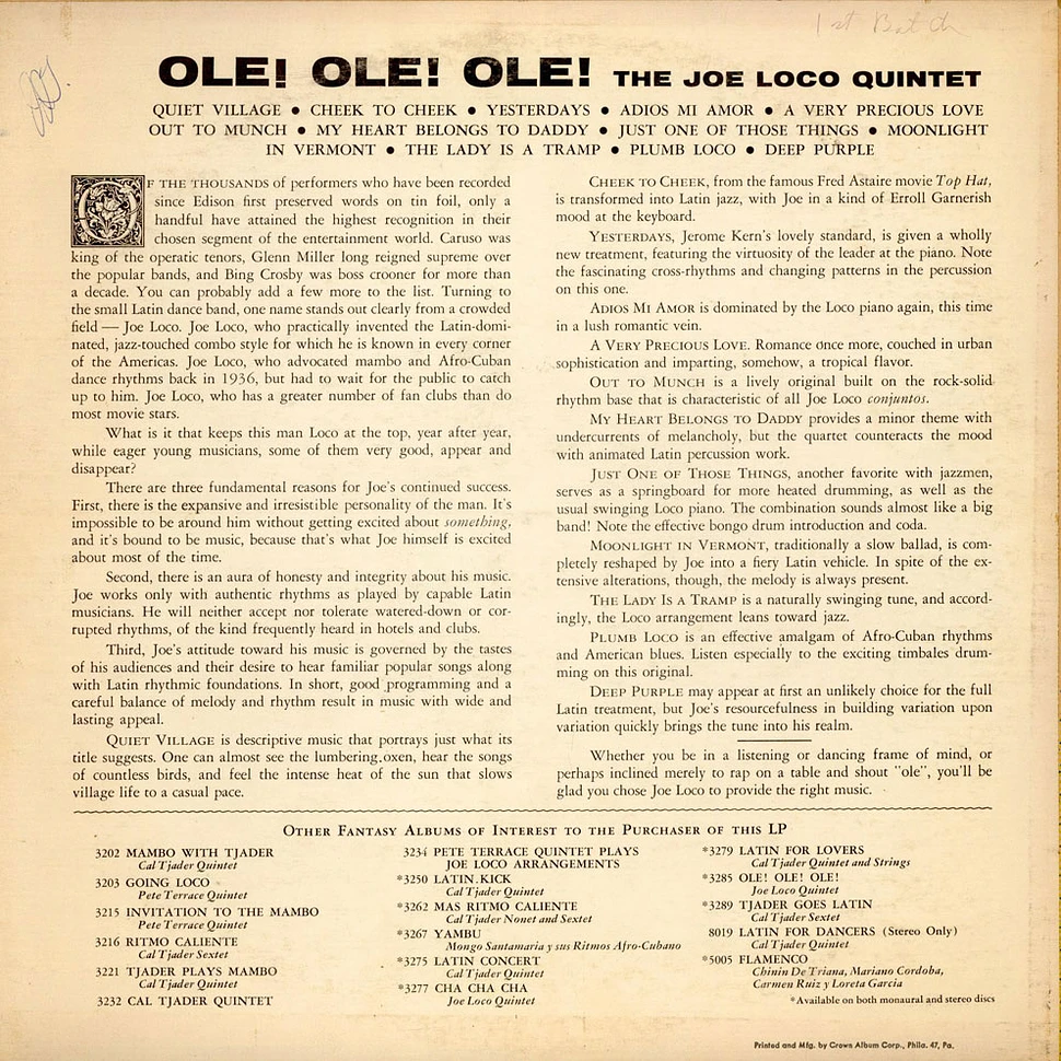 Joe Loco And His Quintet - Ole! Ole! Ole! Ole!