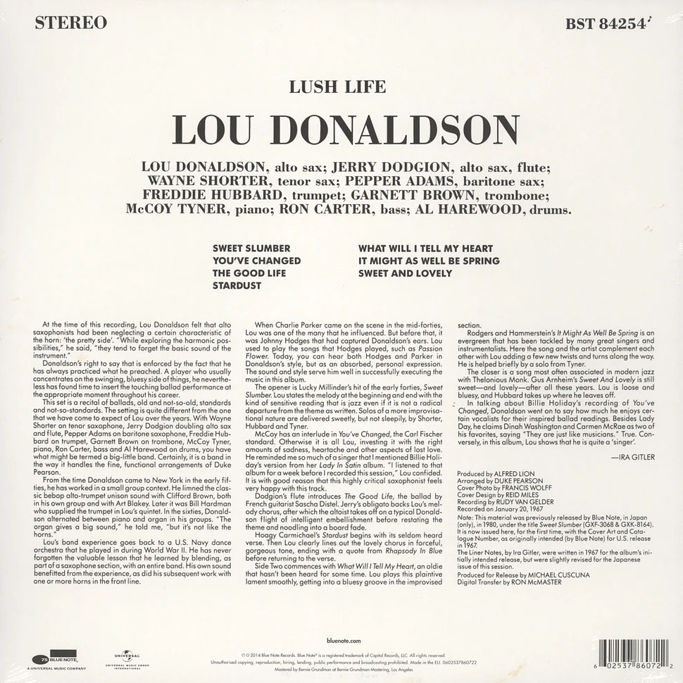 Lou Donaldson - Lush Life Back To Blue Edition