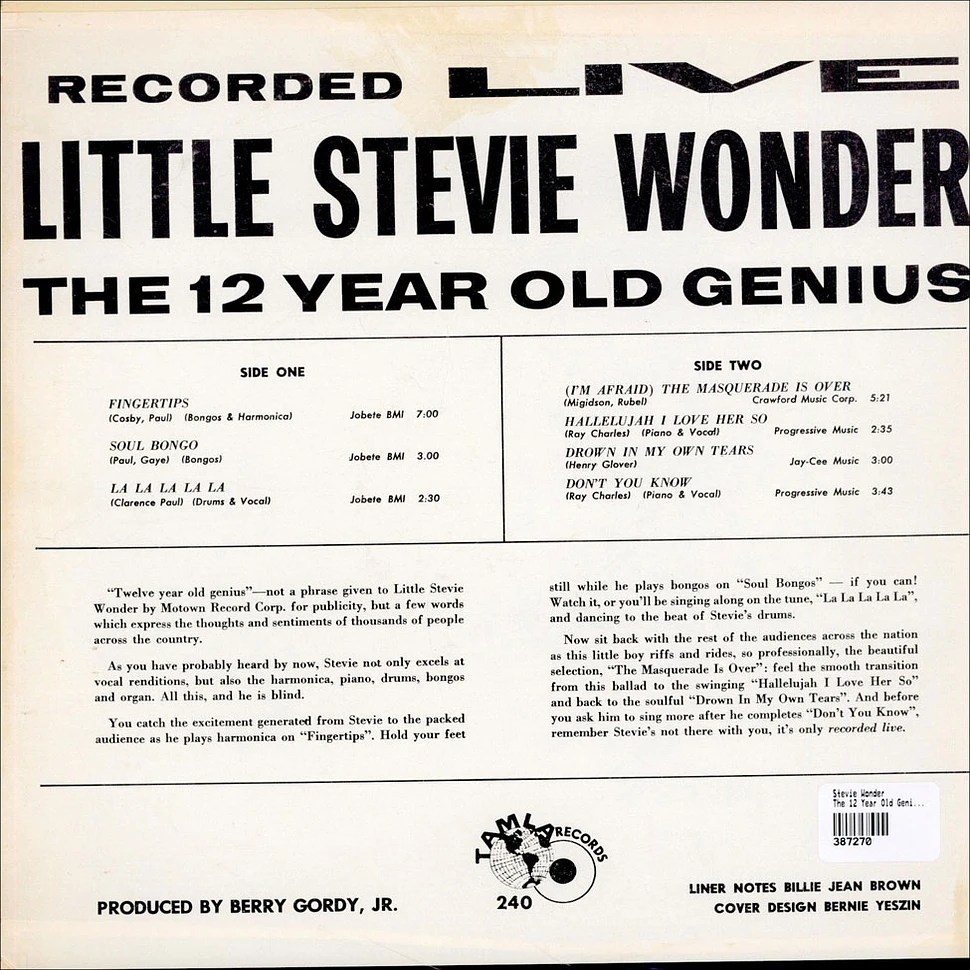 Stevie Wonder - The 12 Year Old Genius - Recorded Live