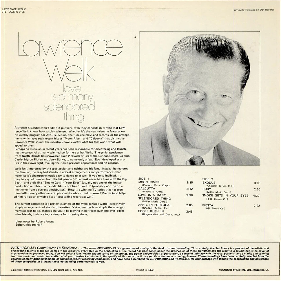 Lawrence Welk - Love Is A Many Splendored Thing