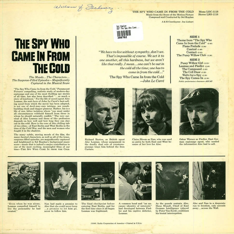 Sol Kaplan - The Spy Who Came In From The Cold (Music From The Score Of The Motion Picture)