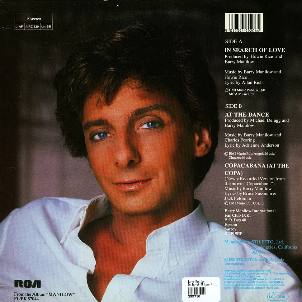 Barry Manilow - In Search Of Love / At The Dance / Copacabana (Newly Recorded Version)