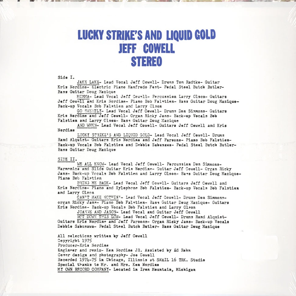 Jeff Cowell - Lucky Strikes And Liquid Gold