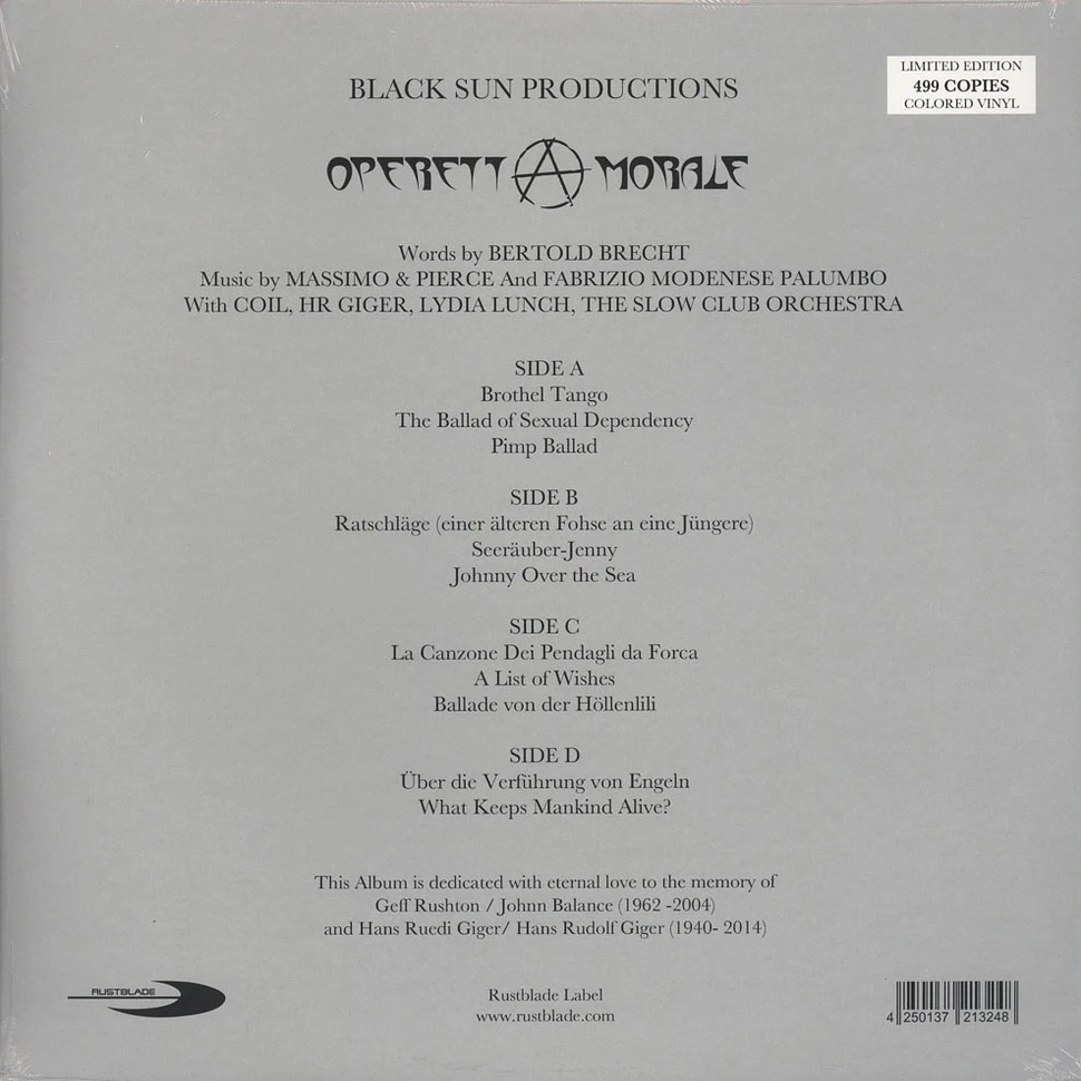 Black Sun Productions / Coil / Lydia Lunch / HR Giger - Operettamorale
