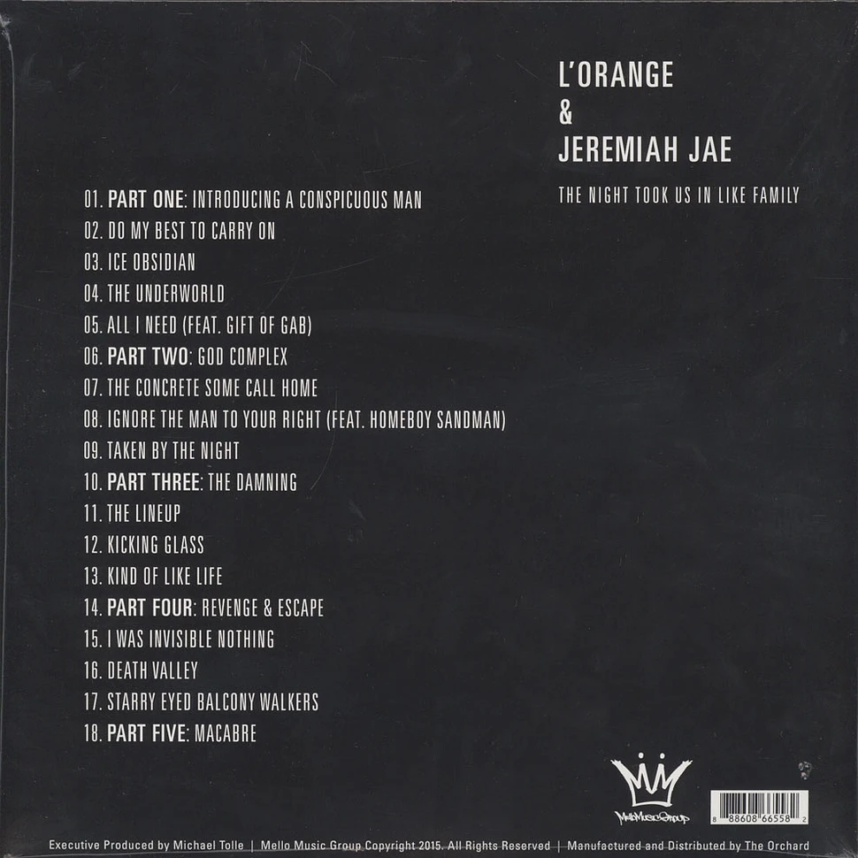 L'Orange & Jeremiah Jae - The Night Took Us In Like Family Gold Vinyl Edition