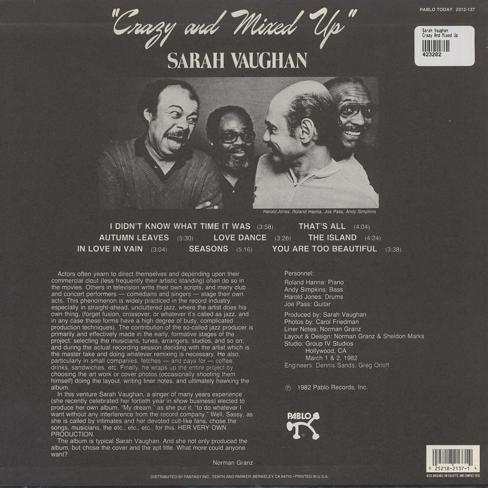 Sarah Vaughan - Crazy And Mixed Up