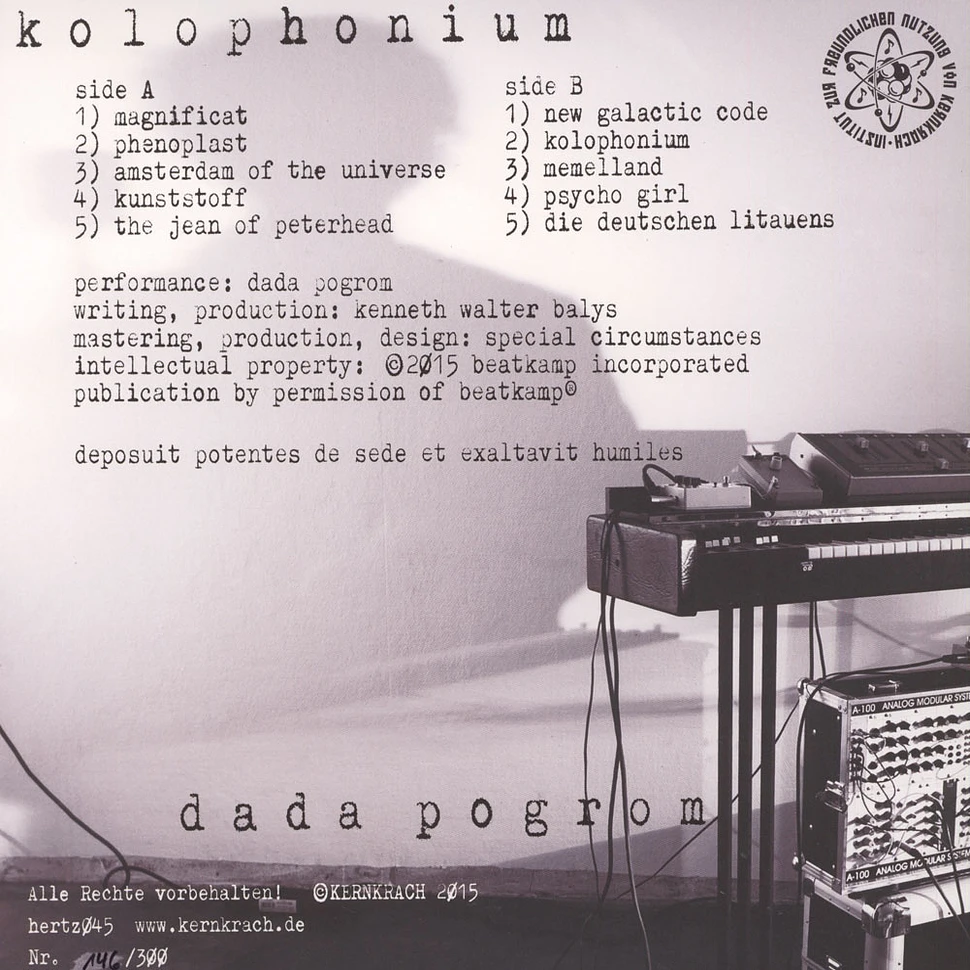 Dada Pogrom - Kolophonium