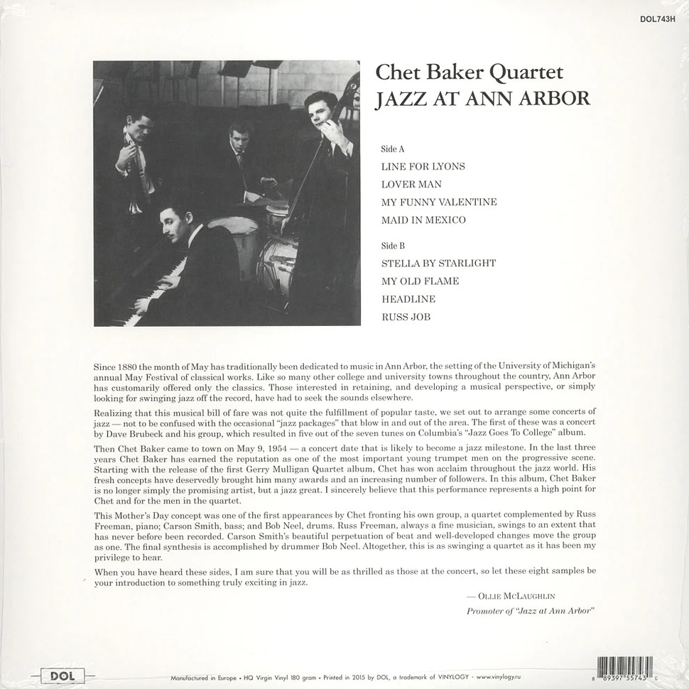 Chet Baker - Jazz At Ann Arbor 180g Vinyl Edition