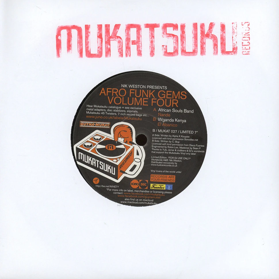 African Souls Band / Wganda Kenya - Nik Weston pres. Afro Funk Gems Volume 4 Limited Edition