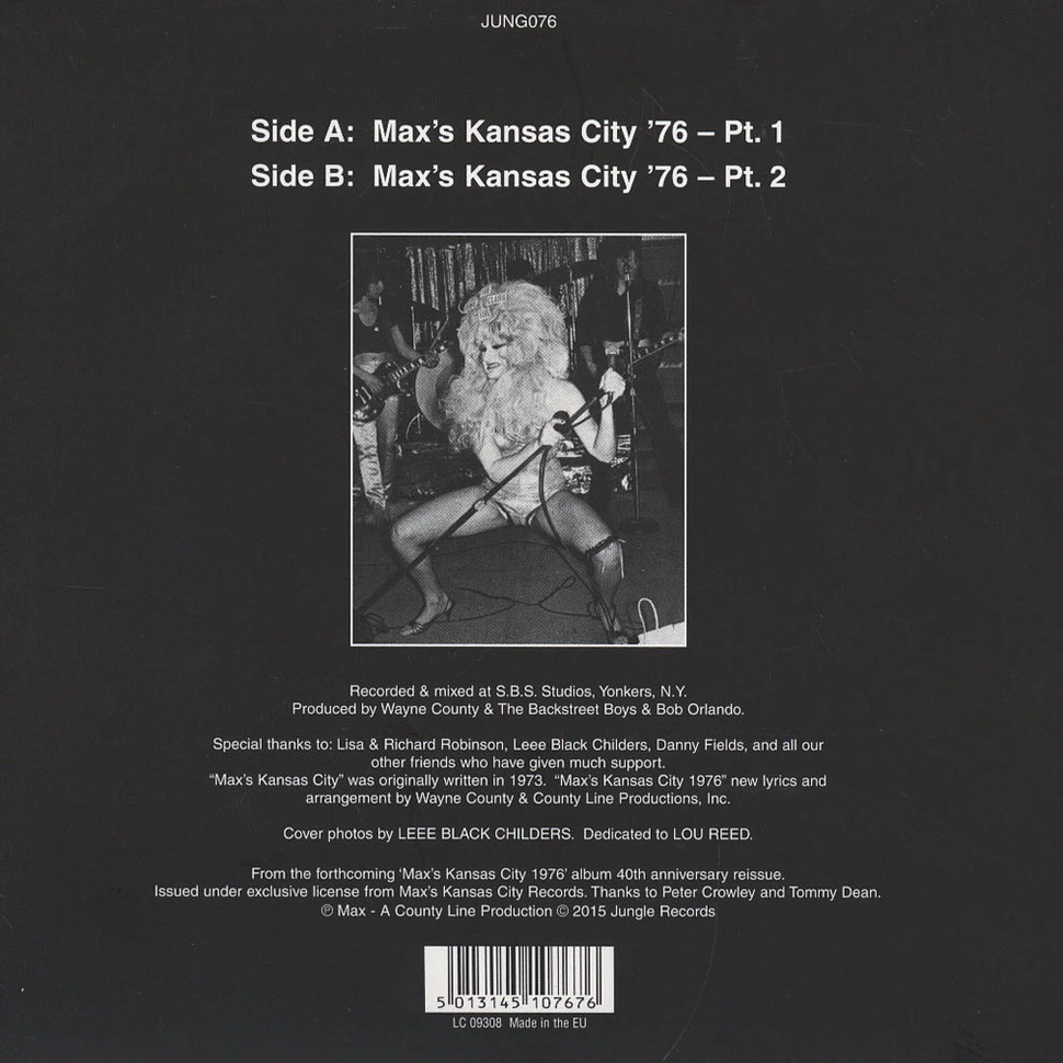 Wayne County & The Backstreet Boys - Max's Kansas City '76