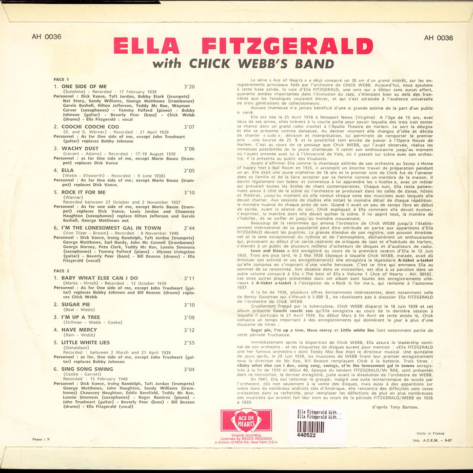Ella Fitzgerald With Chick Webb's Band - Ella Fitzgerald With Chick Webb's Band