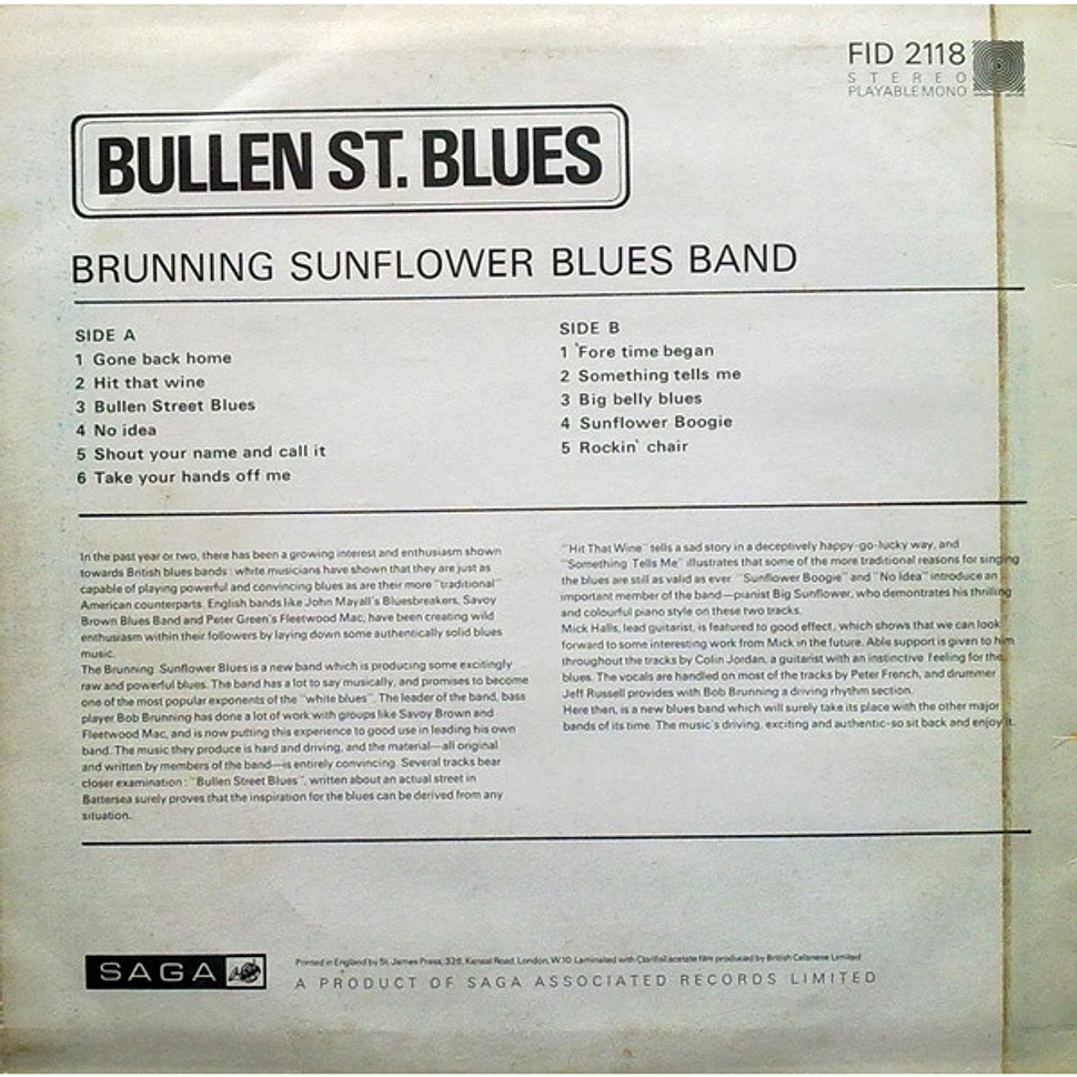 Brunning Sunflower Blues Band - Bullen St. Blues